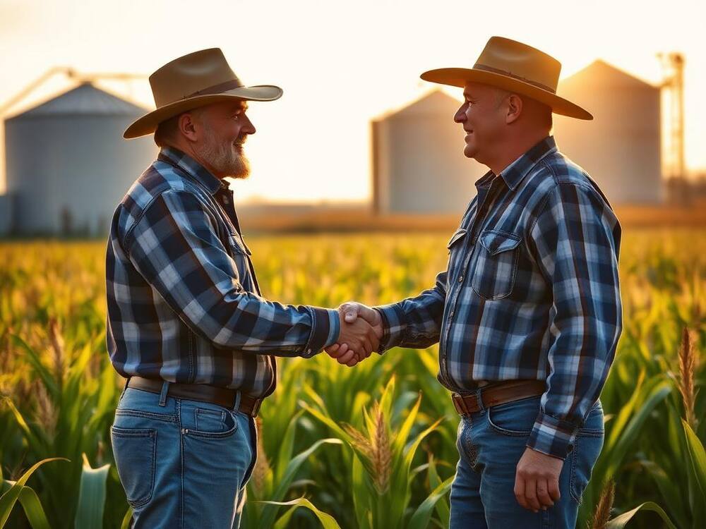 Aperto de mãos no campo